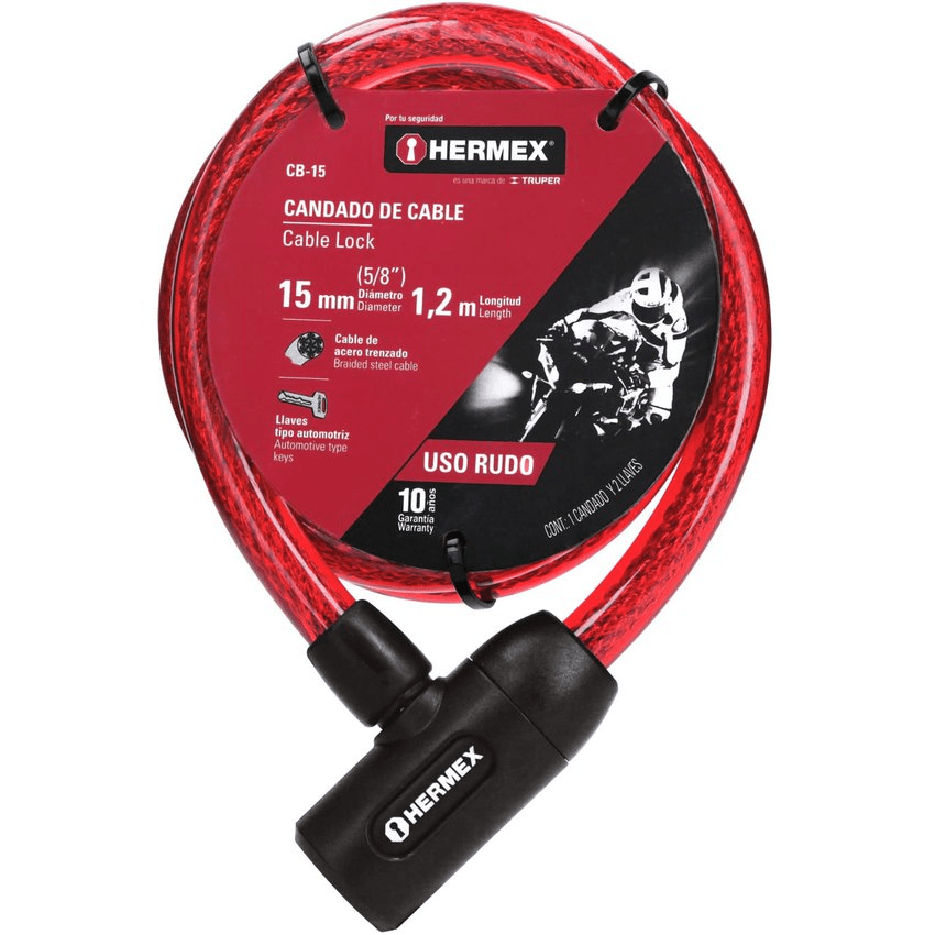 Candado cadena de acero Hermex con llave 15mm x 1.20m CB-153