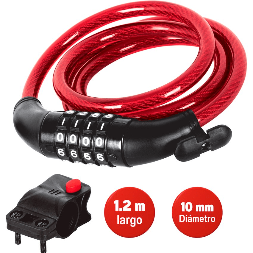 Candado cadena de bicicleta con clave de combinación 10 mm1