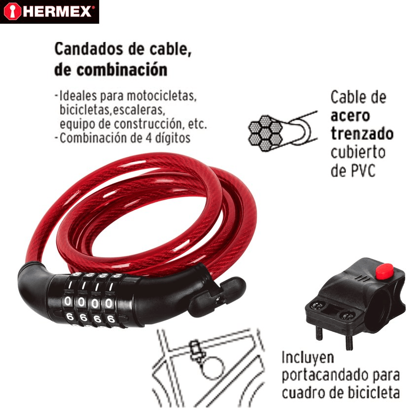 Candado cadena de bicicleta con clave de combinación 10 mm3