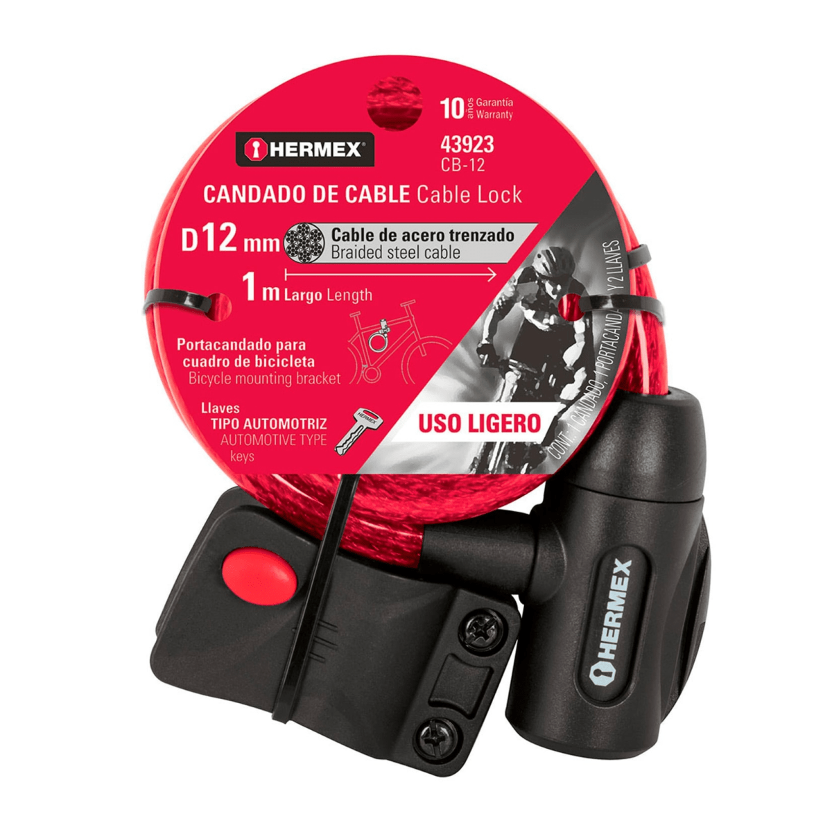 Candado cadena de bicicleta, 12 mm x 1m Hermex3