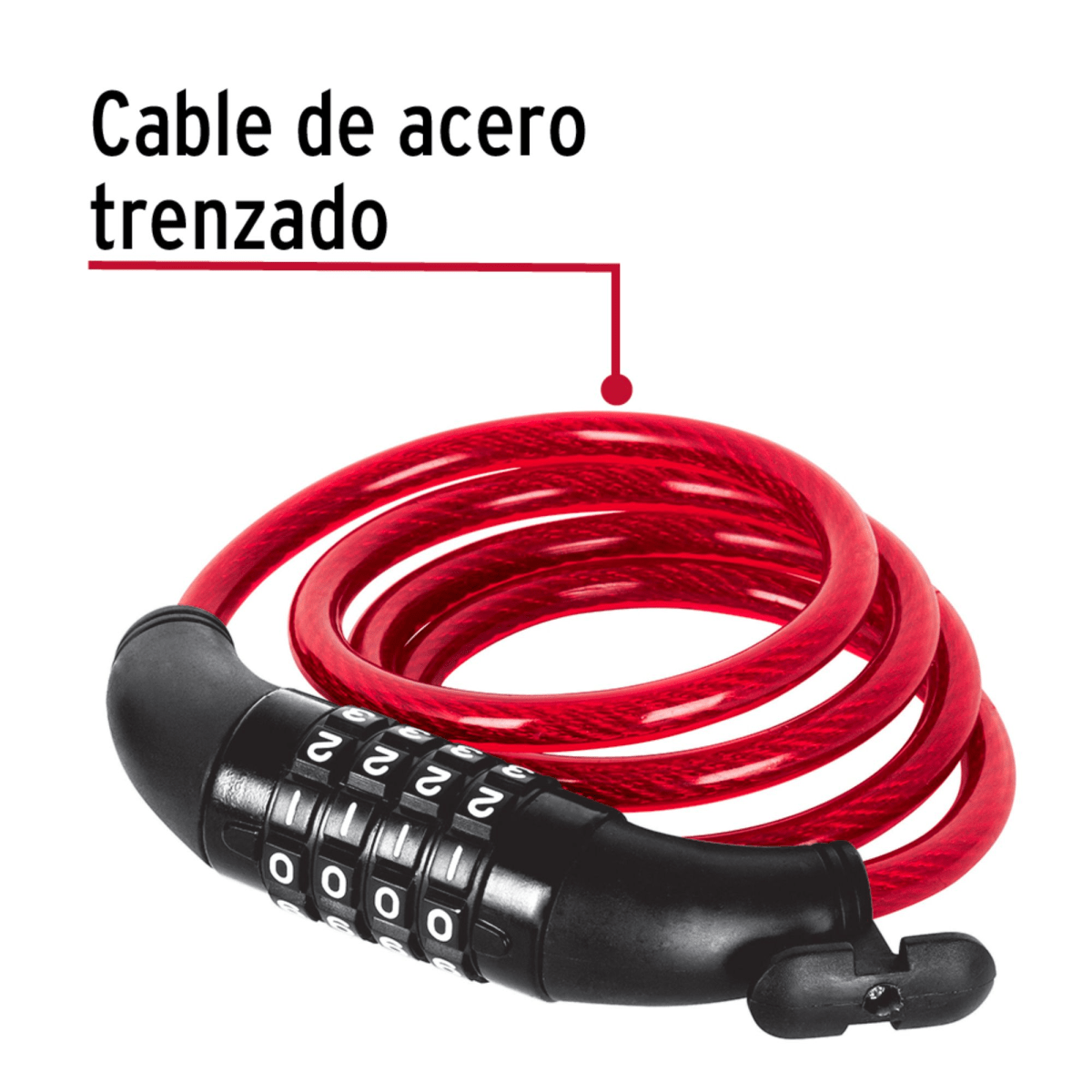 Candado bicicleta  con combinación, 8 mm X 1 m, Hermex2