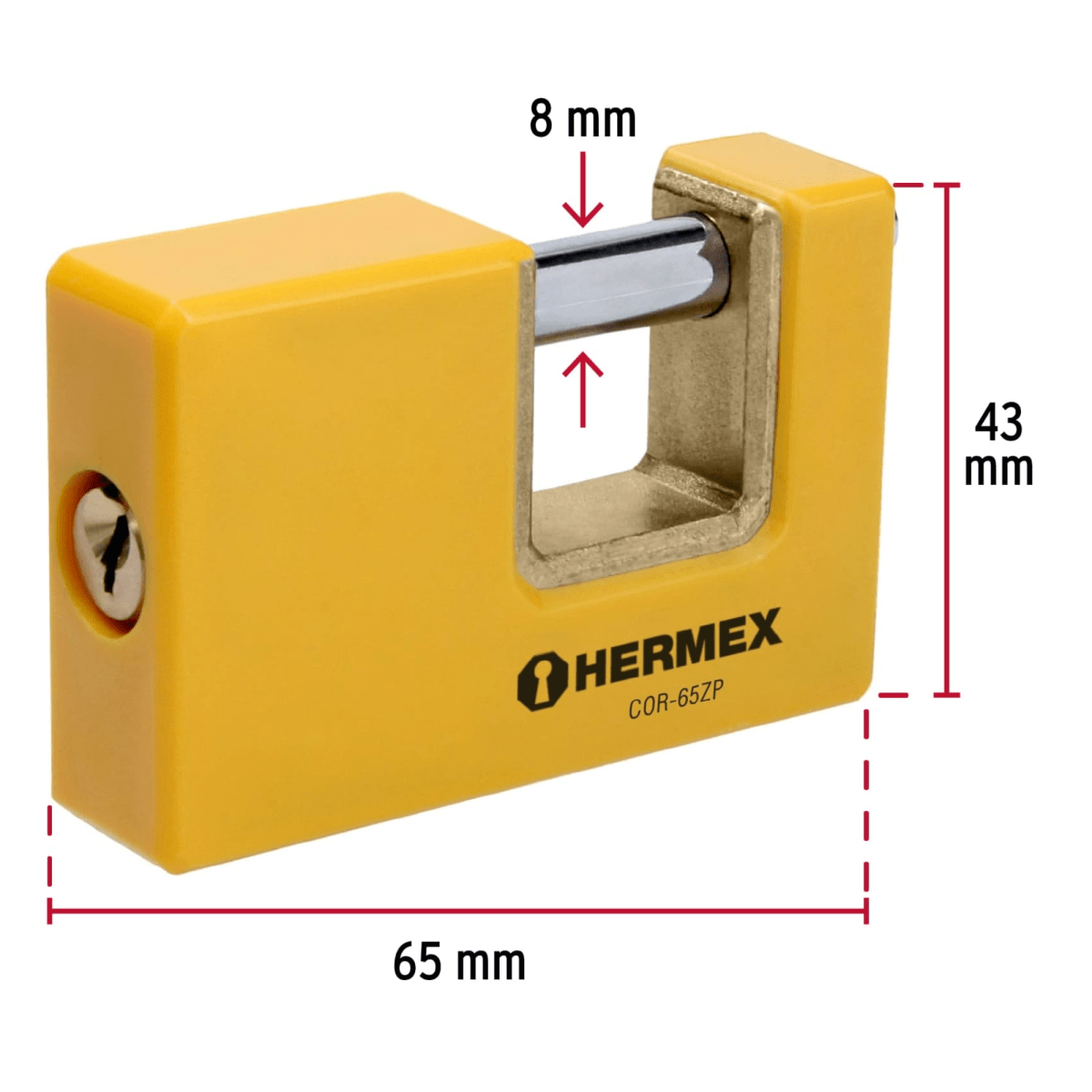 Candado antipalanca 65 mm cuerpo metálico, Hermex3