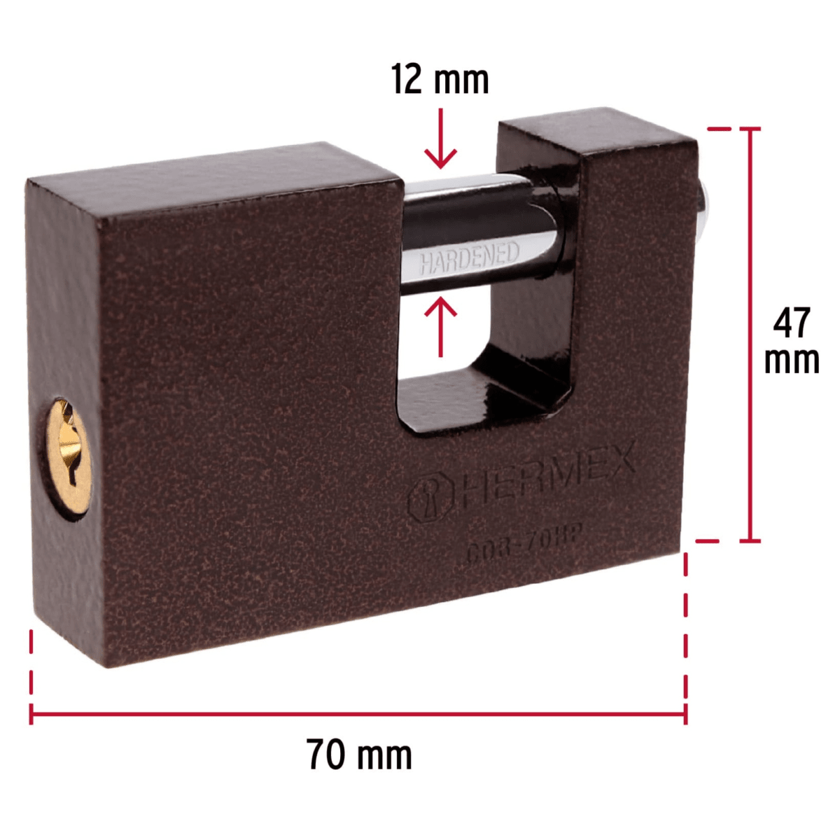 Candado antipalanca 70 mm cuerpo de hierro, Hermex2