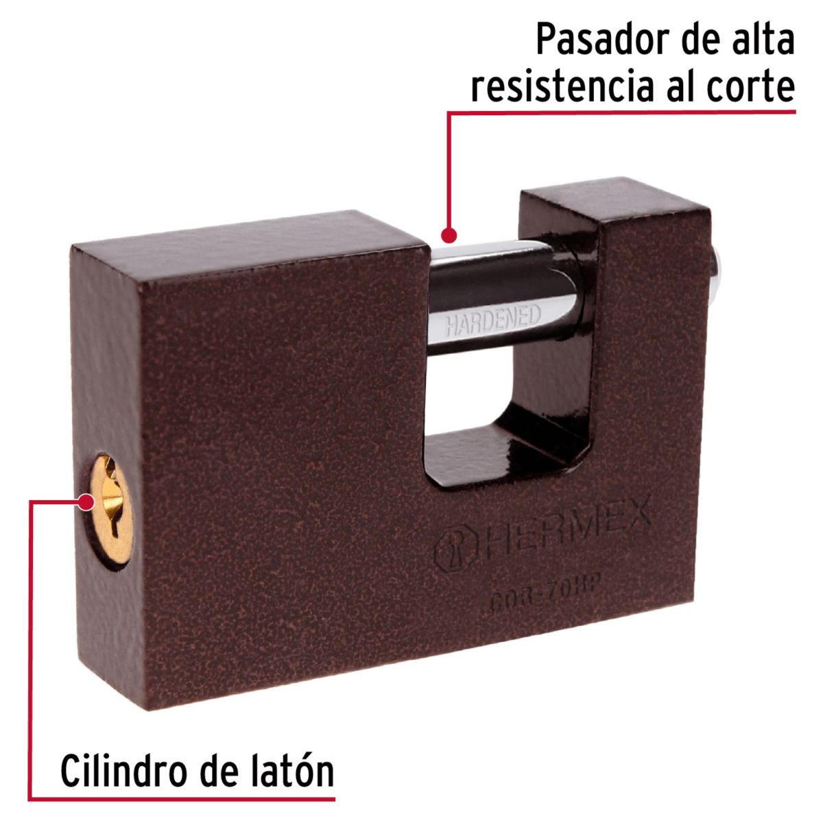 Candado antipalanca 70 mm cuerpo de hierro, Hermex3
