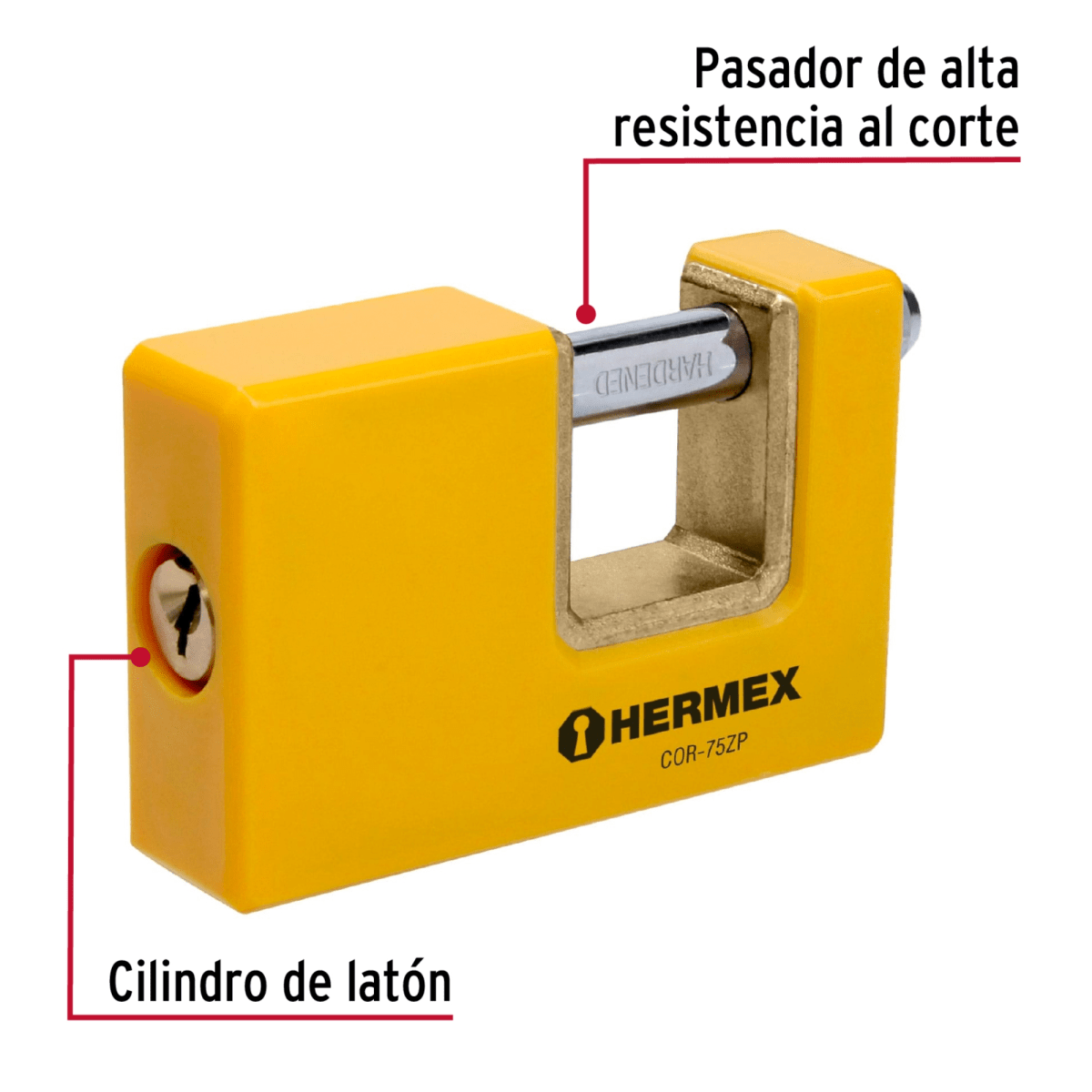 Candado antipalanca 75 mm cuerpo metálico, Hermex2