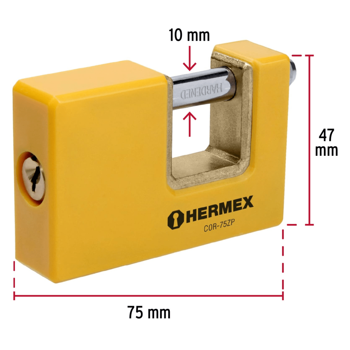 Candado antipalanca 75 mm cuerpo metálico, Hermex3