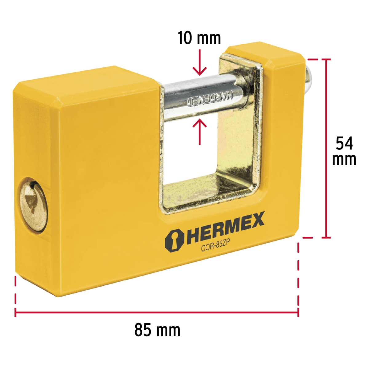 Candado antipalanca 85 mm cuerpo metálico, Hermex3