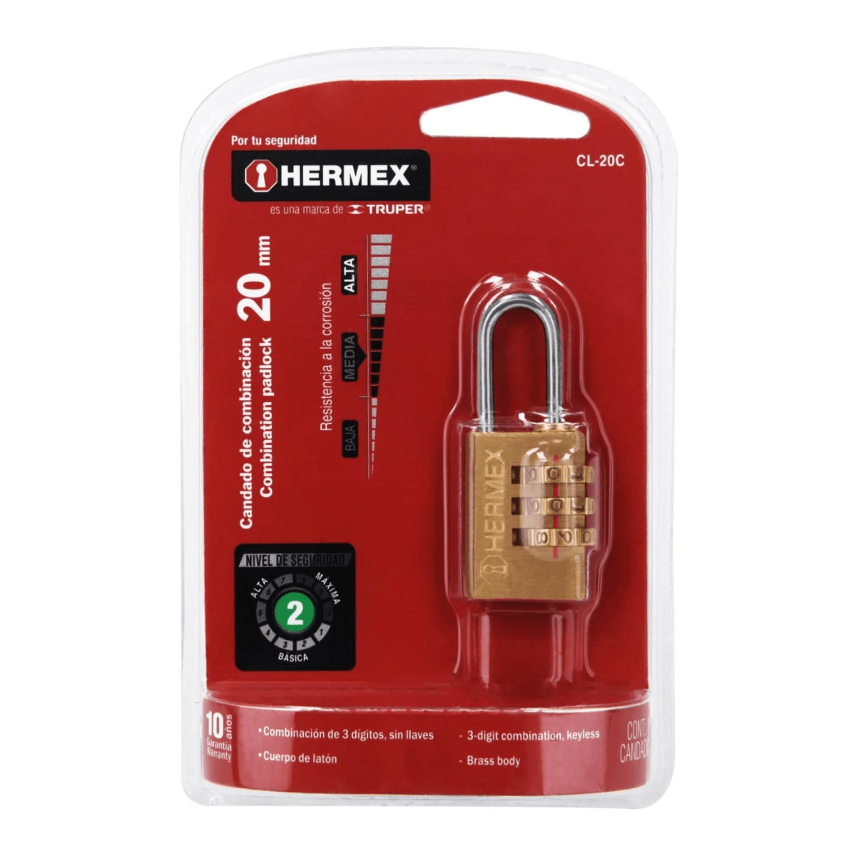 Candado con clave de combinación 20 mm HERMEX5