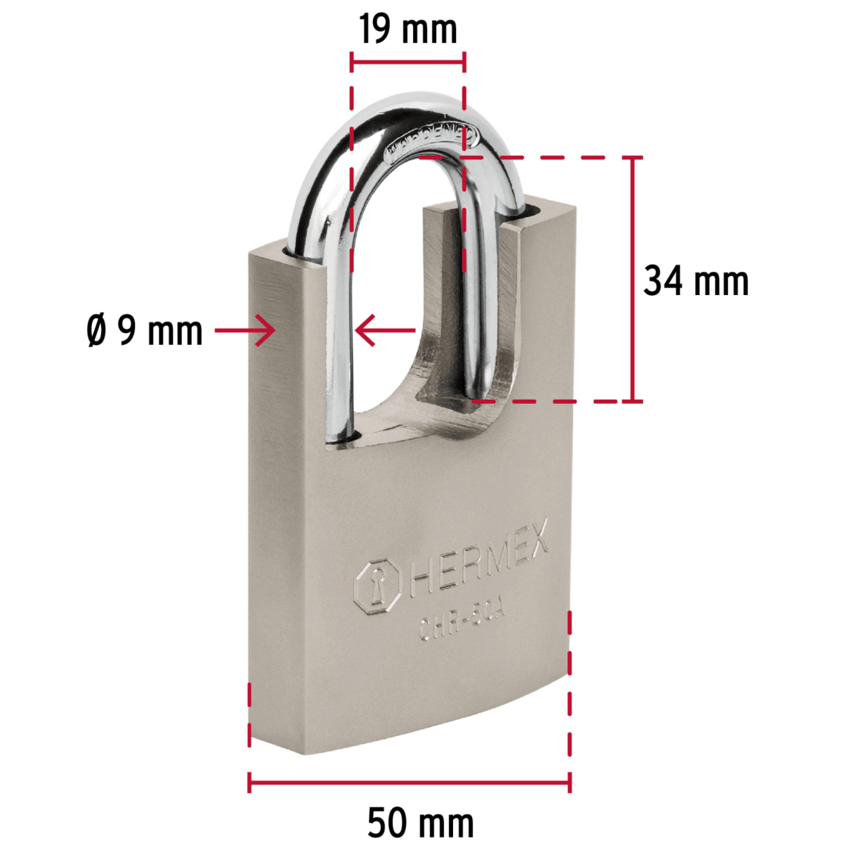 Candado de hierro 50 mm con coraza, llave anti-ganzúa, Hermex6