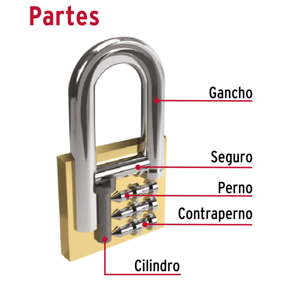 Candado de hierro color latón 20 mm Hermex2