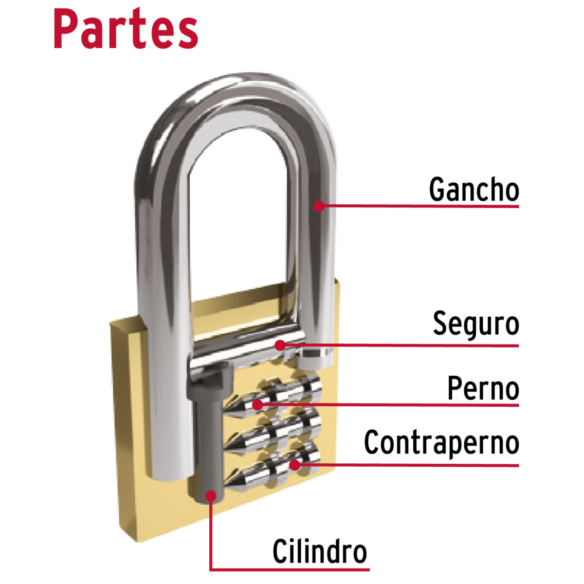 Candado de hierro color latón 25 mm Hermex2