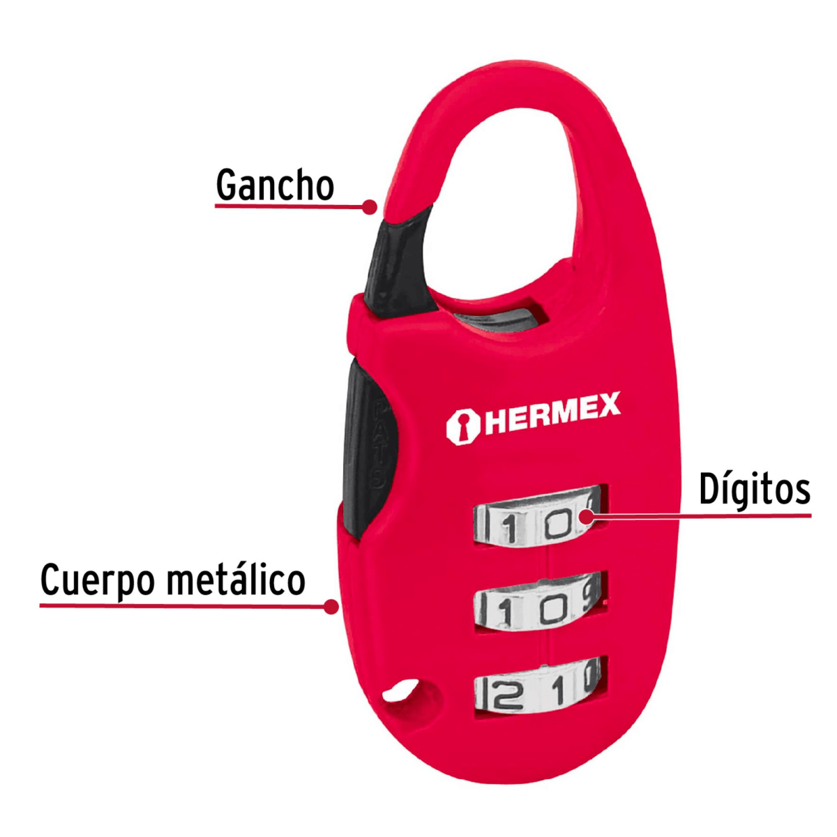 Candado maletero con clave 3 dijitos Hermex5