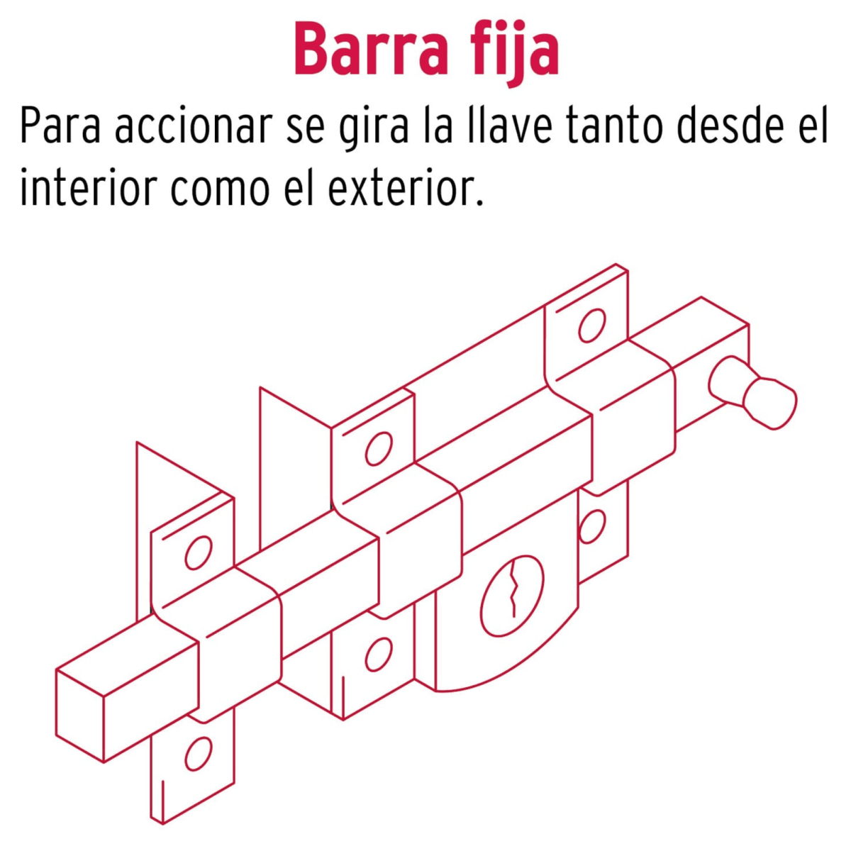 Cerradura de barra fija cilindro exterior Hermex5