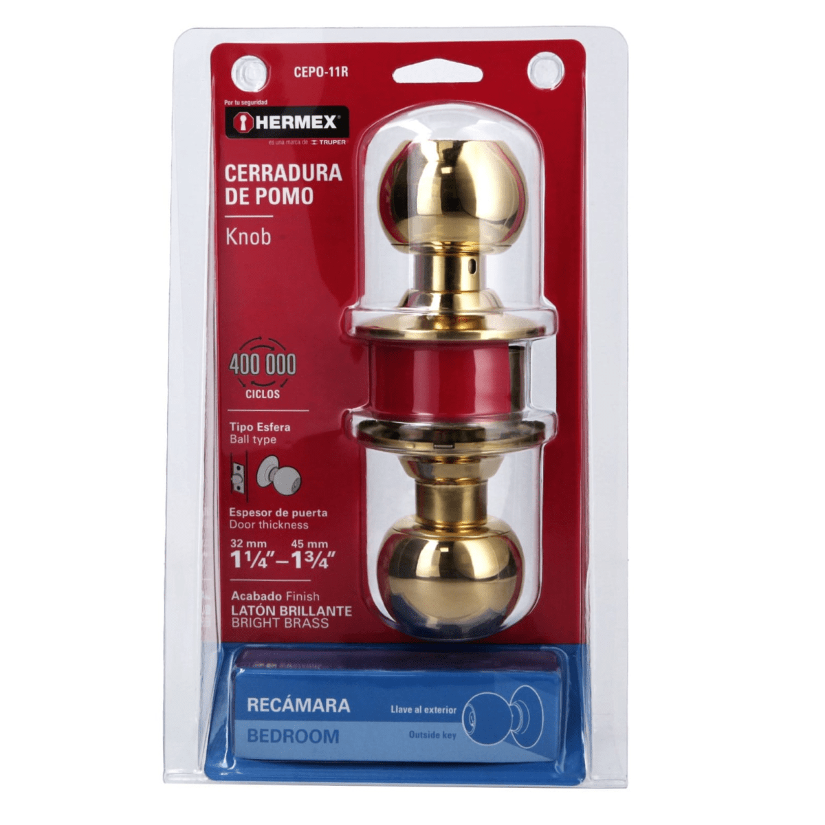 Cerradura de Pomo chapa bola dorada Hermex6