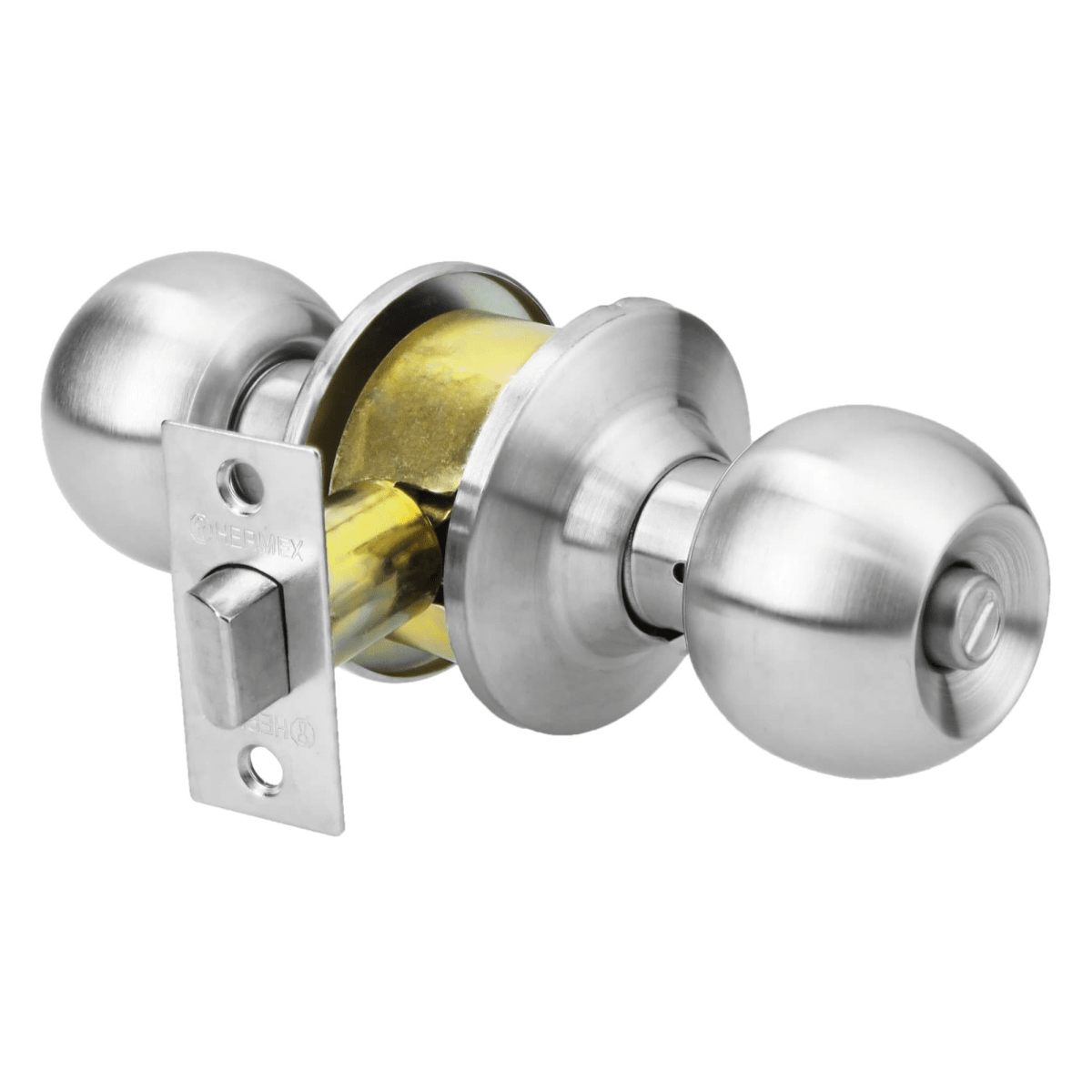 Cerradura  chapa bola para baño, cromo mate Hermex1