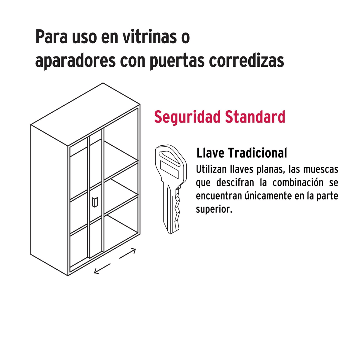 Cerradura para vitrina 6 mm, tipo serrucho - HERMEX5