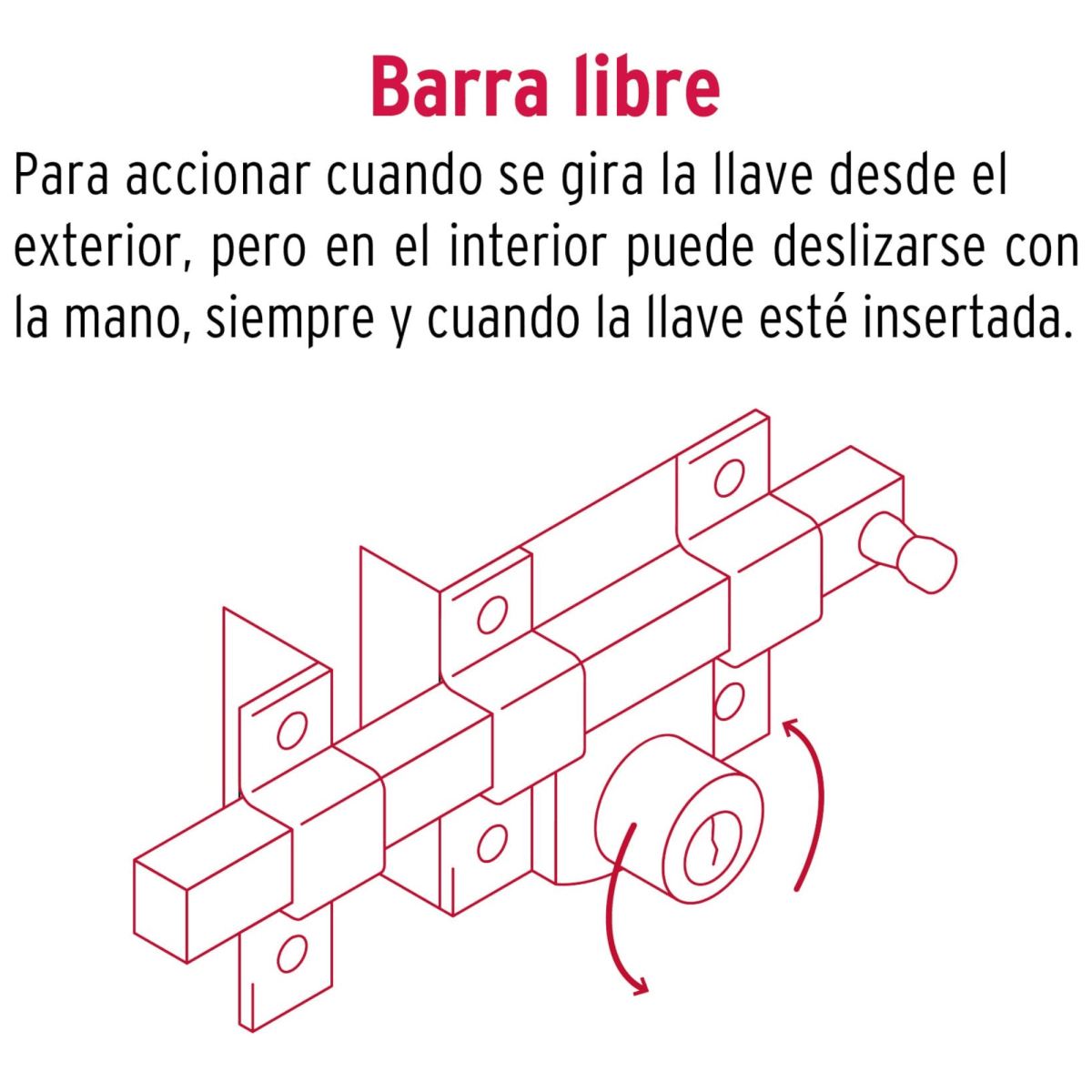 Chapa cerradura de barra libre Hermex4