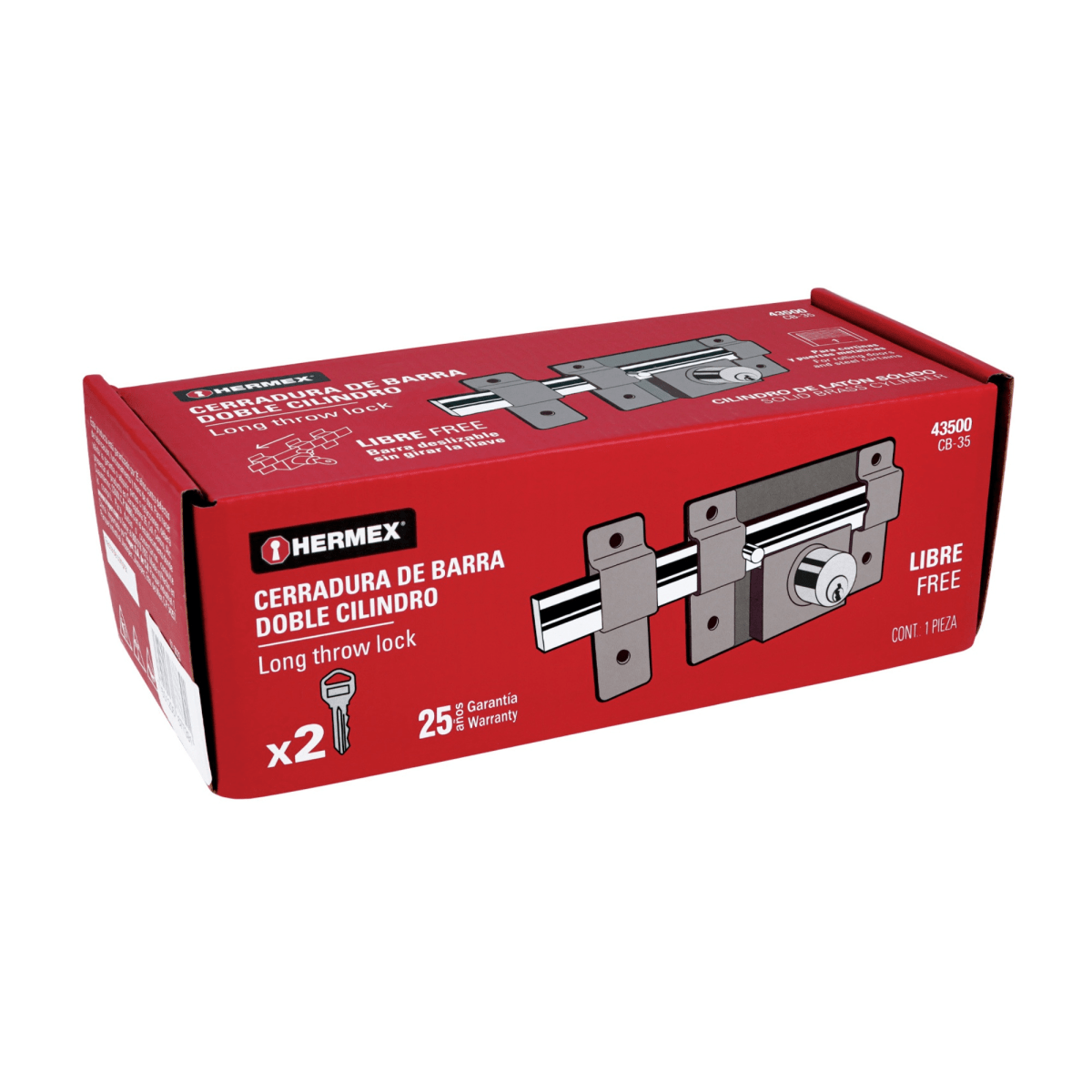 Chapa cerradura de barra libre Hermex6