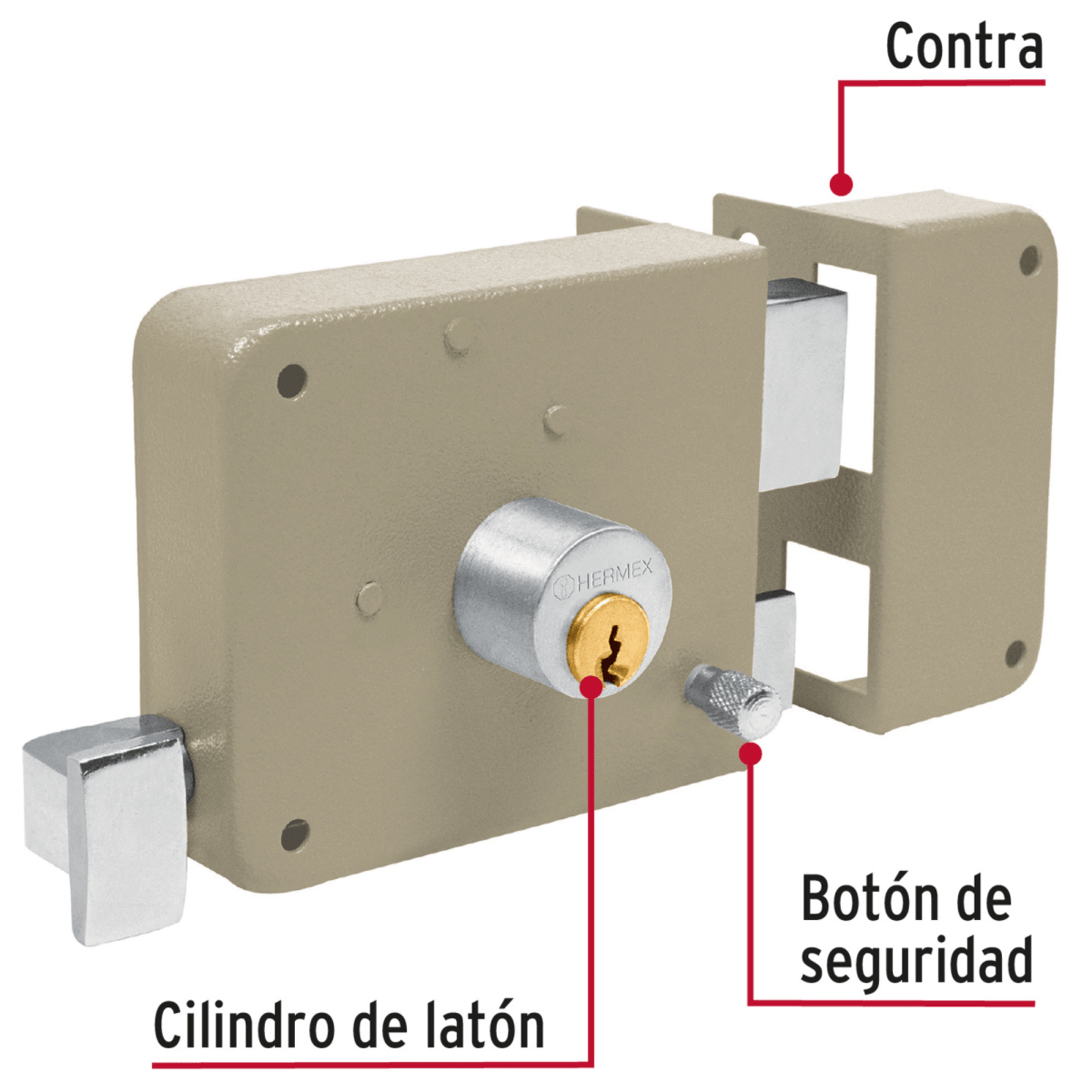 Chapa Cerradura derecho sobreponer Hermex2