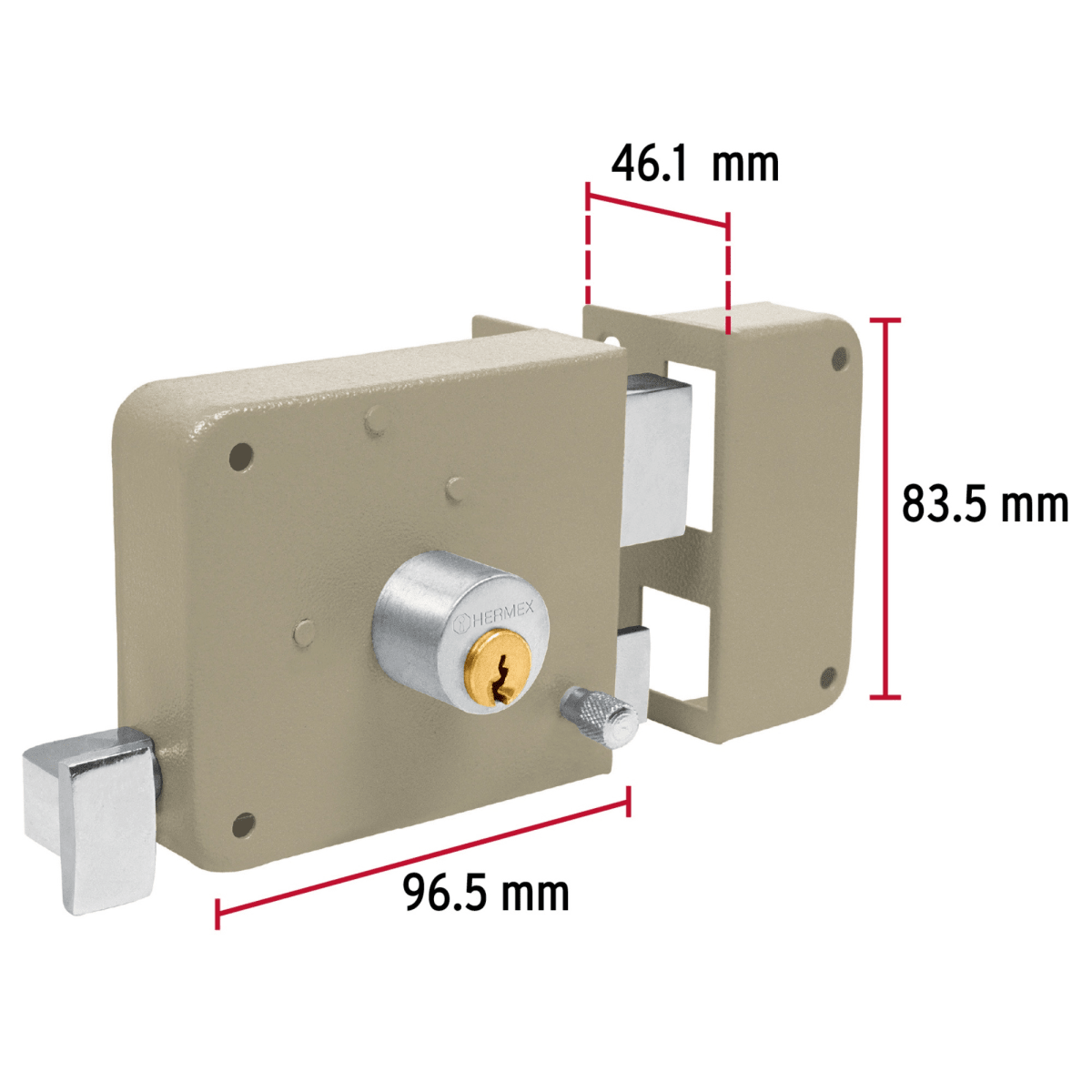 Chapa Cerradura derecho sobreponer Hermex3