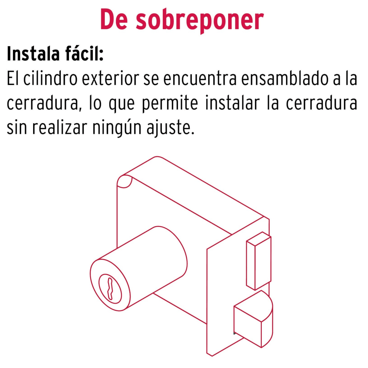Chapa Cerradura derecho sobreponer Hermex4