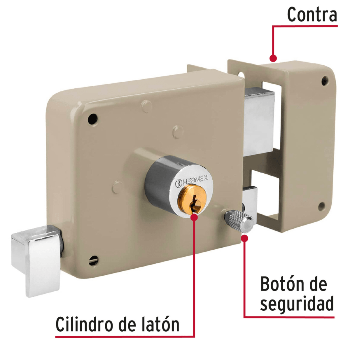 Chapa Cerradura derecho sobreponer Hermex 435742