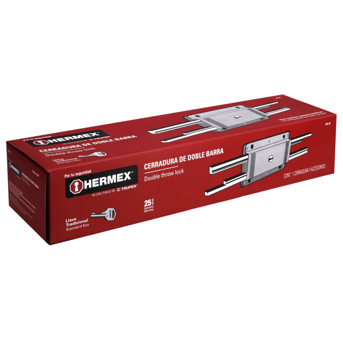 Chapa Cerradura doble barra doble cerrojo Hermex5