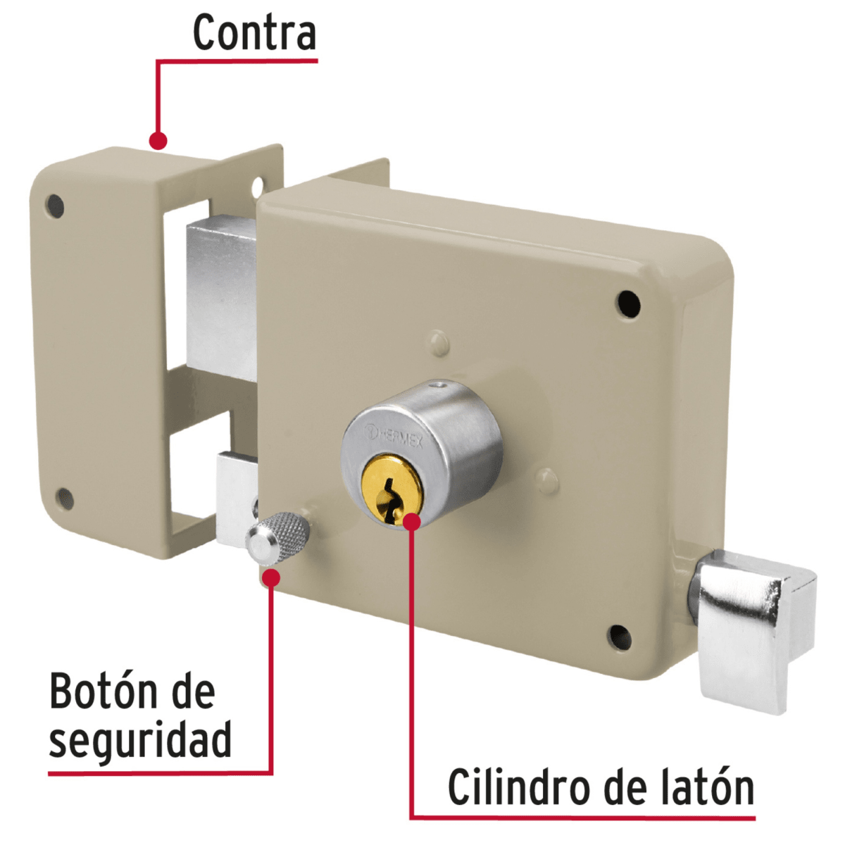 Chapa Cerradura izquierdo sobreponer Hermex2