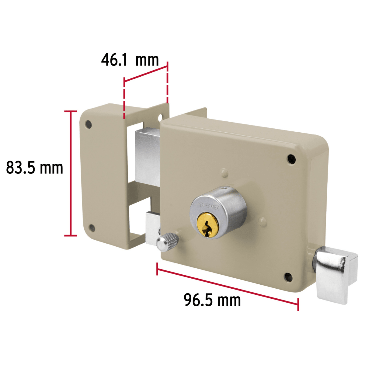 Chapa Cerradura izquierdo sobreponer Hermex3