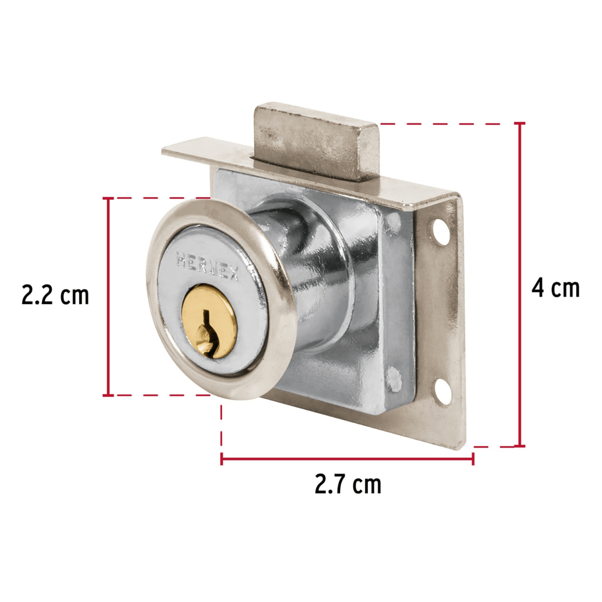 Chapa Cerradura para mueble modelo 24 cromo Hermex2