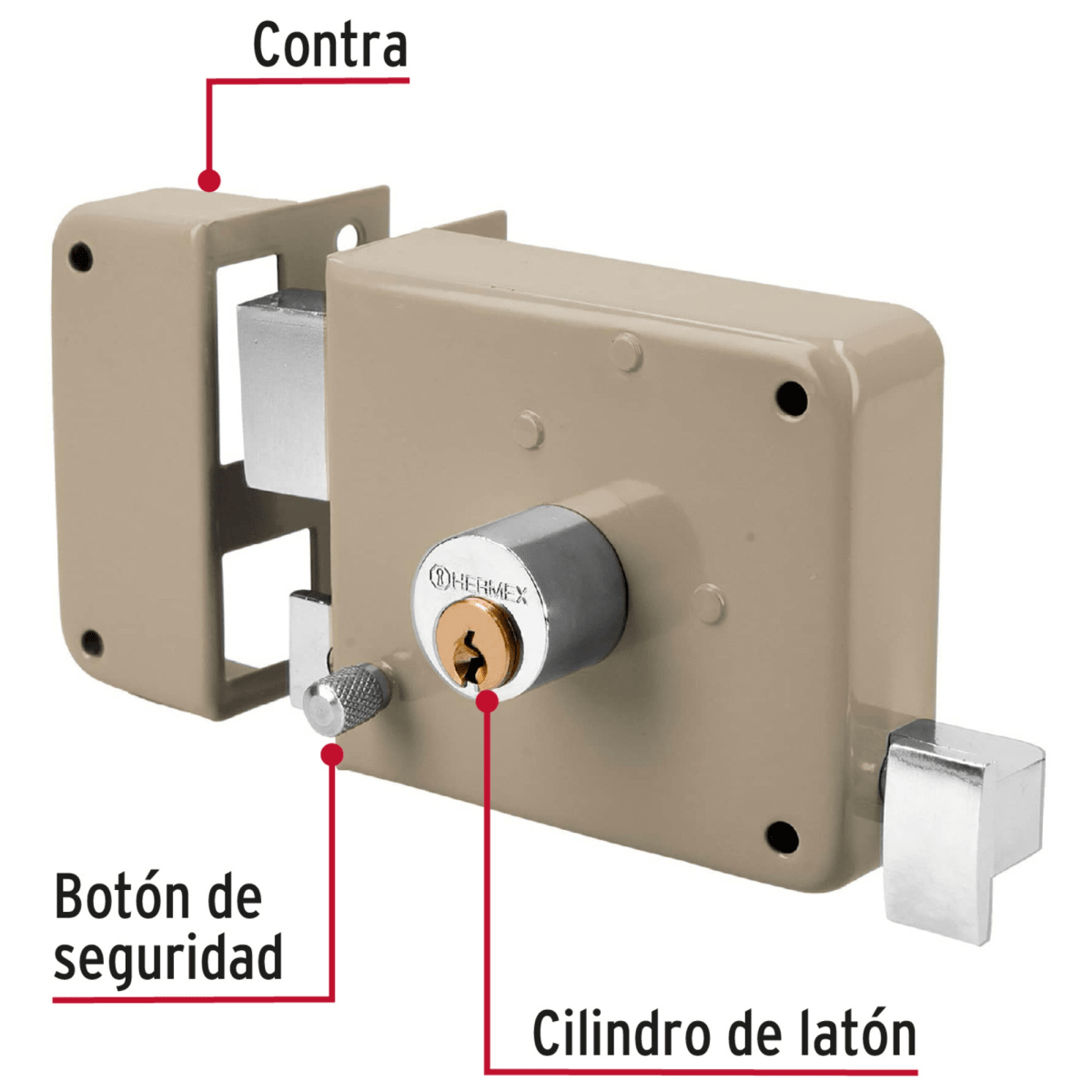 Chapa Cerradura sobreponer izquierda clásica Hermex2