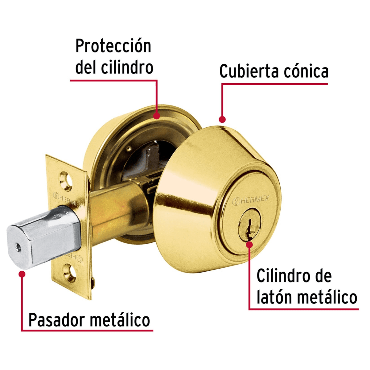 Chapa cerrojo dorado brillante Hermex2