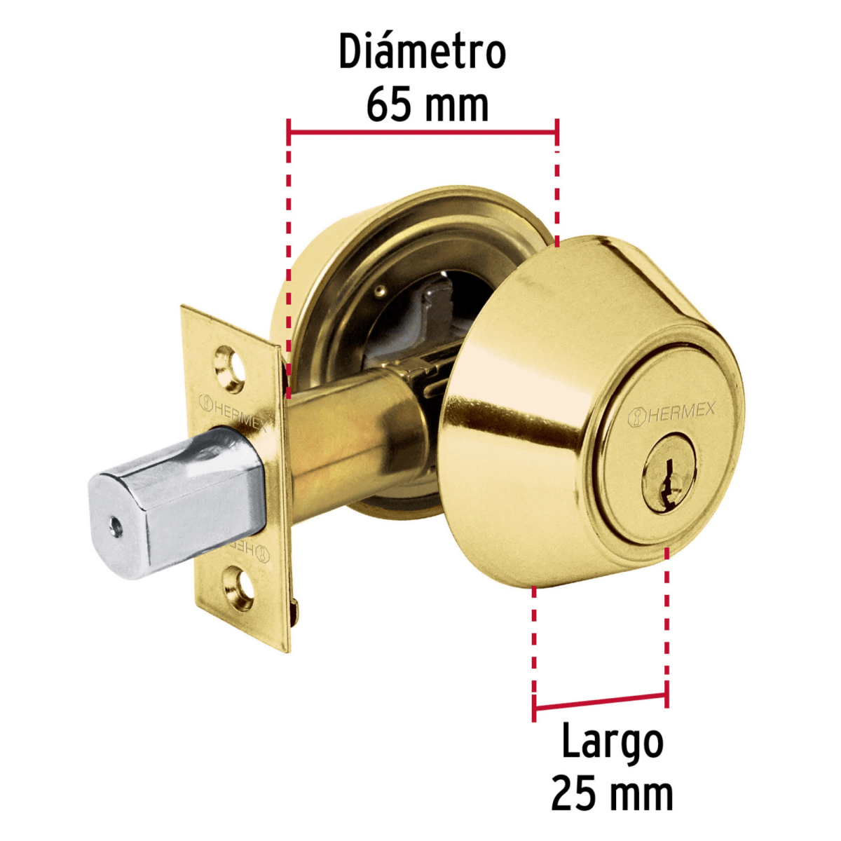 Chapa cerrojo dorado brillante Hermex3