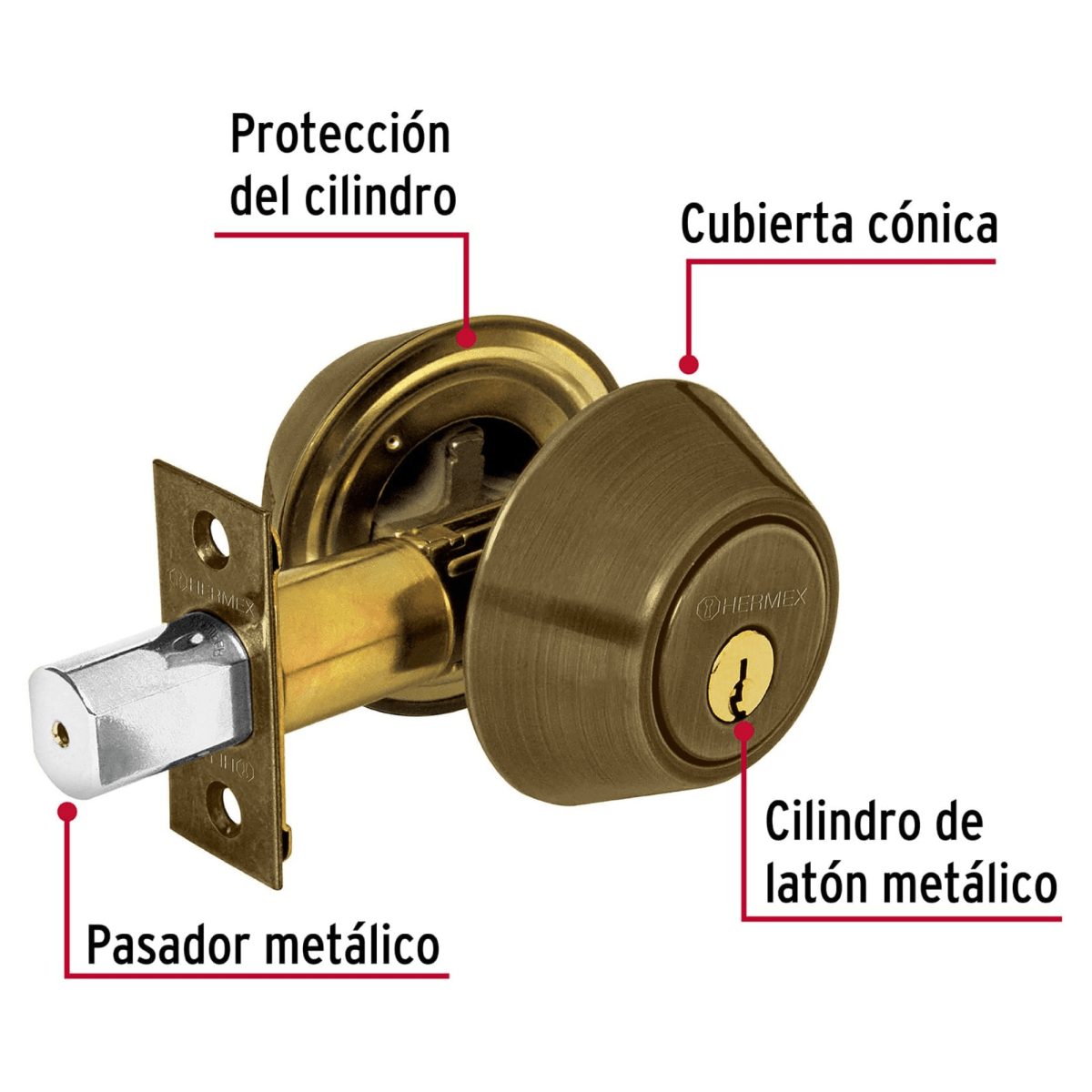 Chapa Cerrojo latón antiguo,  Hermex3