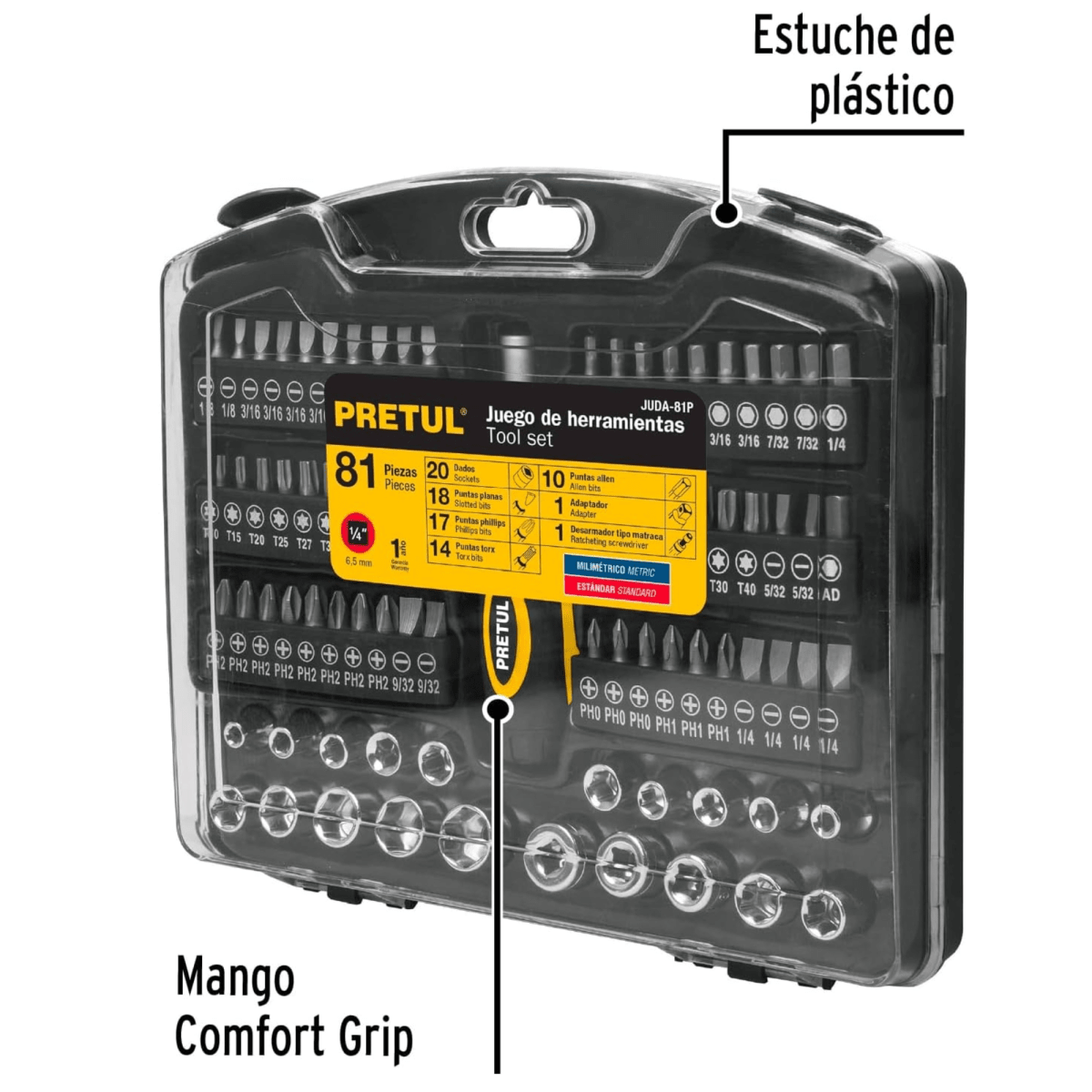 Juego de herramientas dados y puntas 81 piezas pretul5