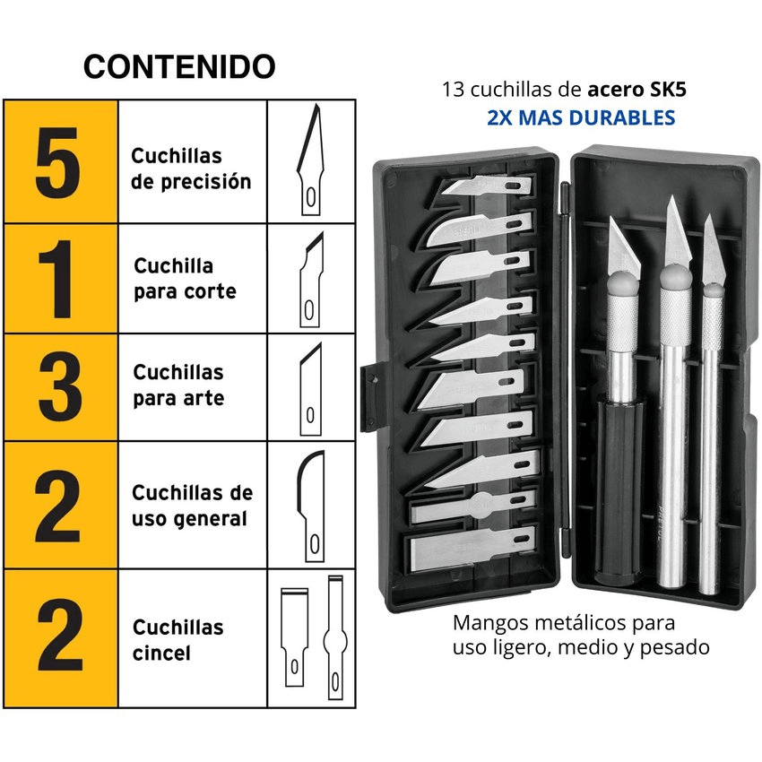 Juego cutter precisión cuchilla exacto tipo bisturí hobby pretul 13pzs2