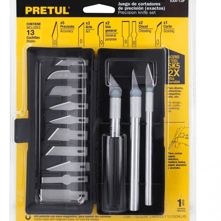 Juego cutter precisión cuchilla exacto tipo bisturí hobby pretul 13pzs5