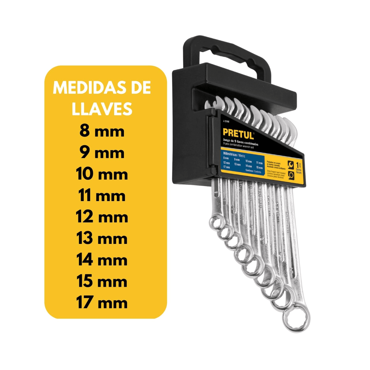 Juego de llaves mixtas combinadas 9 piezas, Pretul2