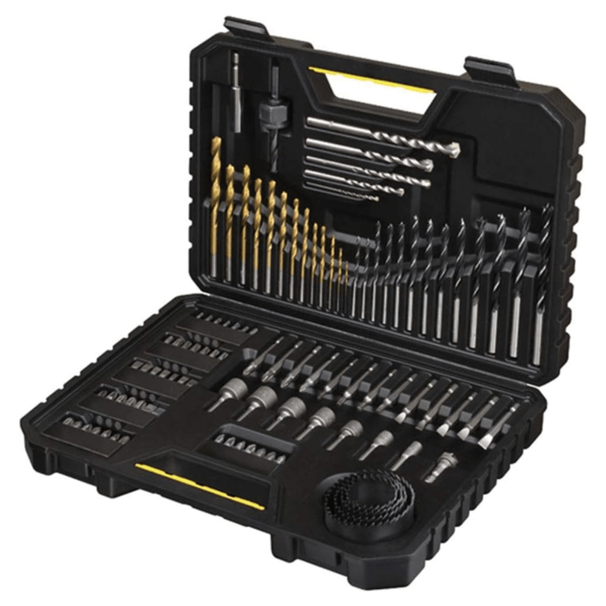TALADRO PERCUTOR INALAMBRICO BRUSHLESS 20V SET 100 PUNTAS Y BROCAS STANLEY4