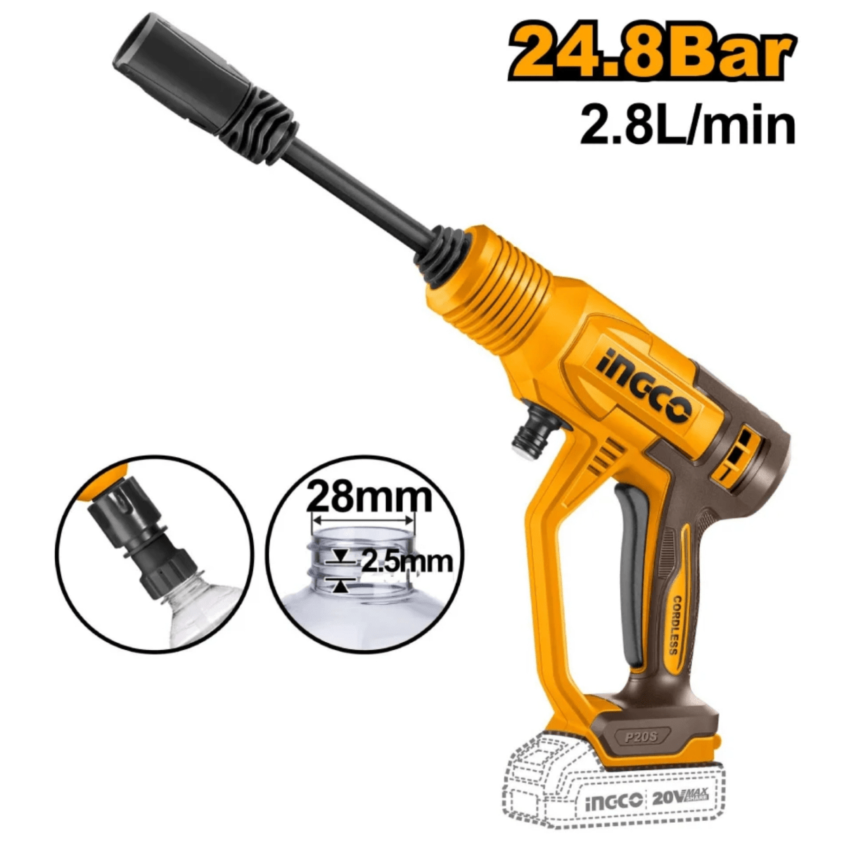 HIDROLAVADORA INALAMBRICA 20V LIMPIEZA PROFUNDA, CPWLI20362  INGCO4