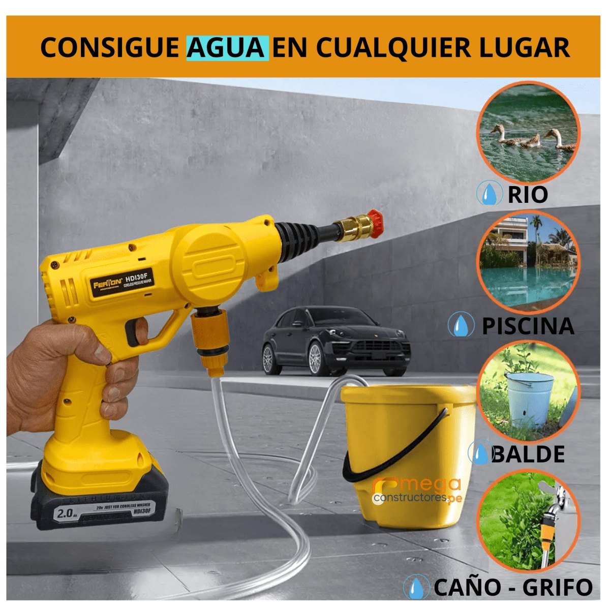 Hidrolavadora inalámbrica 20V Alta Presión LIMPIEZA PROFUNDA FERTON2