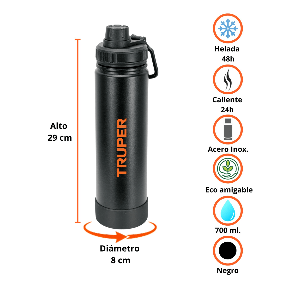 TERMO ACERO INOXIDABLE AGUANTA 48 HORAS CAMPING GYM TRUPER2