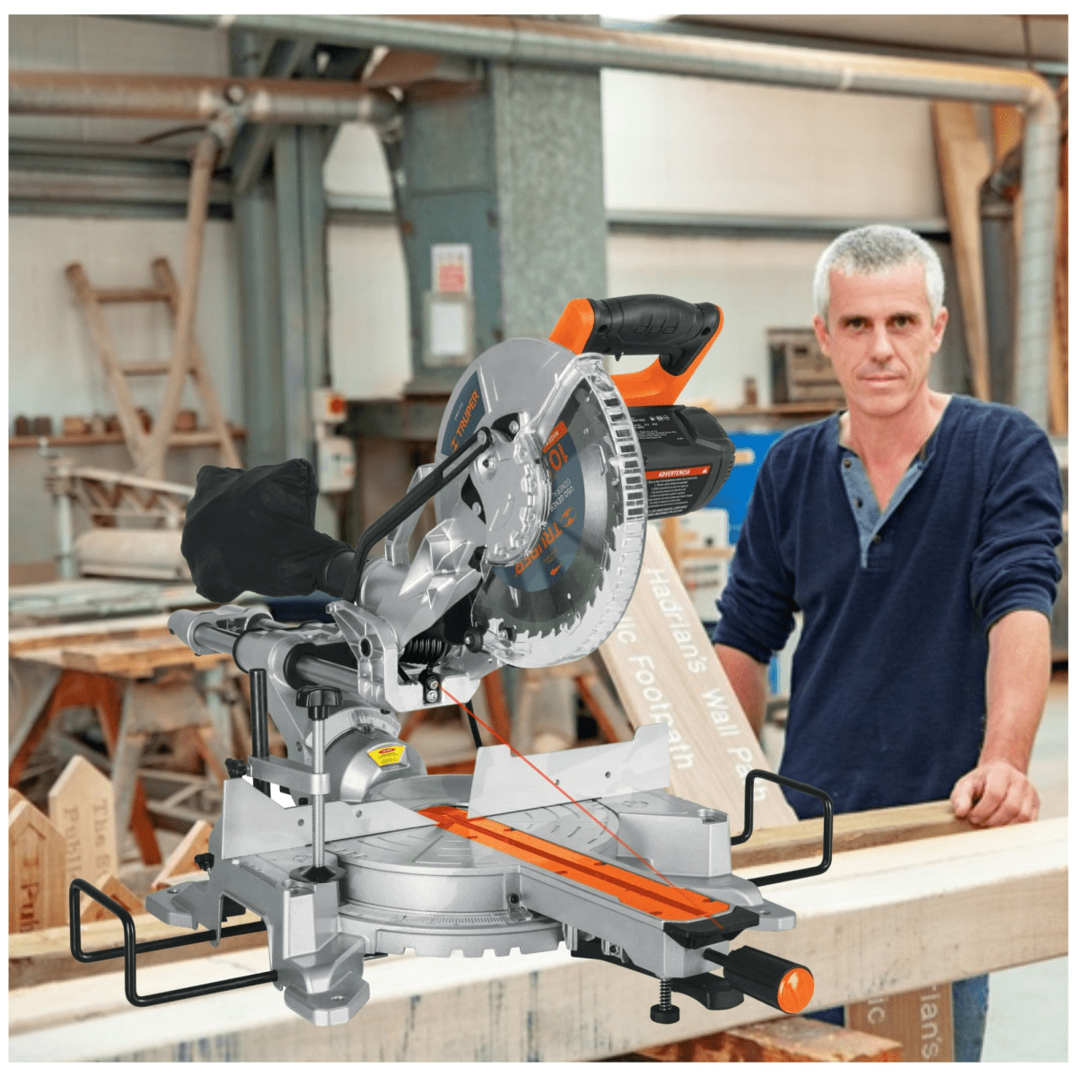 Sierra ingleteadora telescópica 1800W corte madera y aluminio 2 1/2 HP2