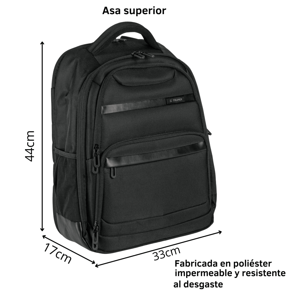 Mochila porta laptop Truper USB Mochila de Hombre - Negro / L5