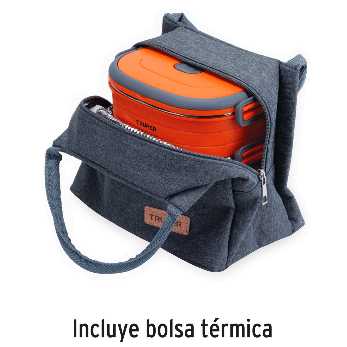 Lonchera térmica portamienda  de acero inoxidable, Truper5