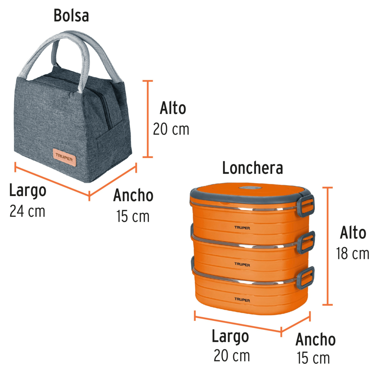 Lonchera térmica portamienda  de acero inoxidable, Truper6
