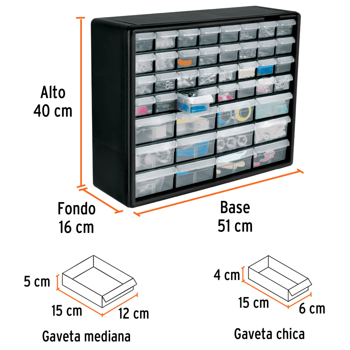 Organizador con 44 gavetas, Truper5