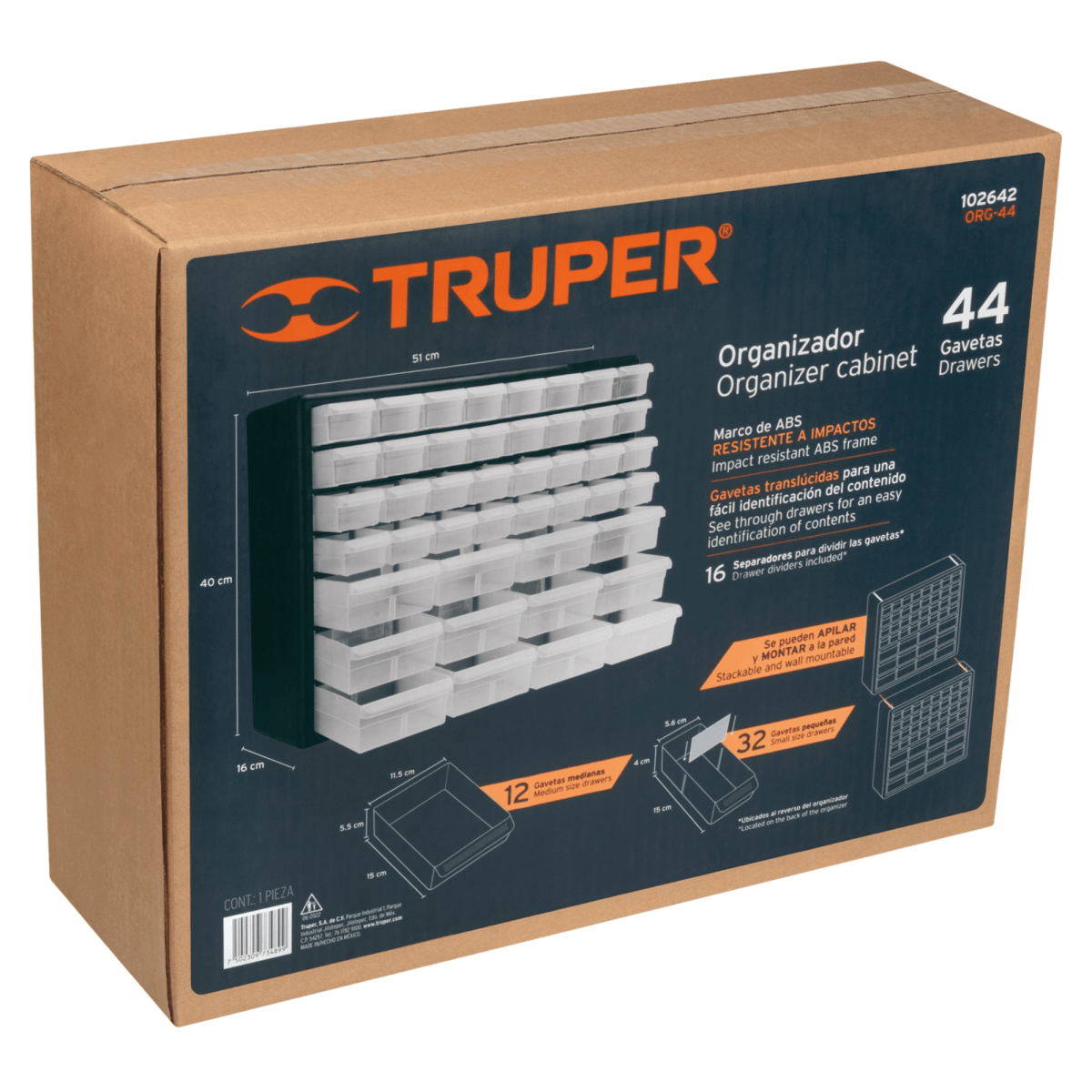 Organizador con 44 gavetas, Truper6