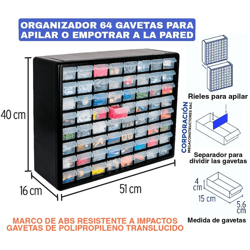 Organizador 64 compartimientos truper2