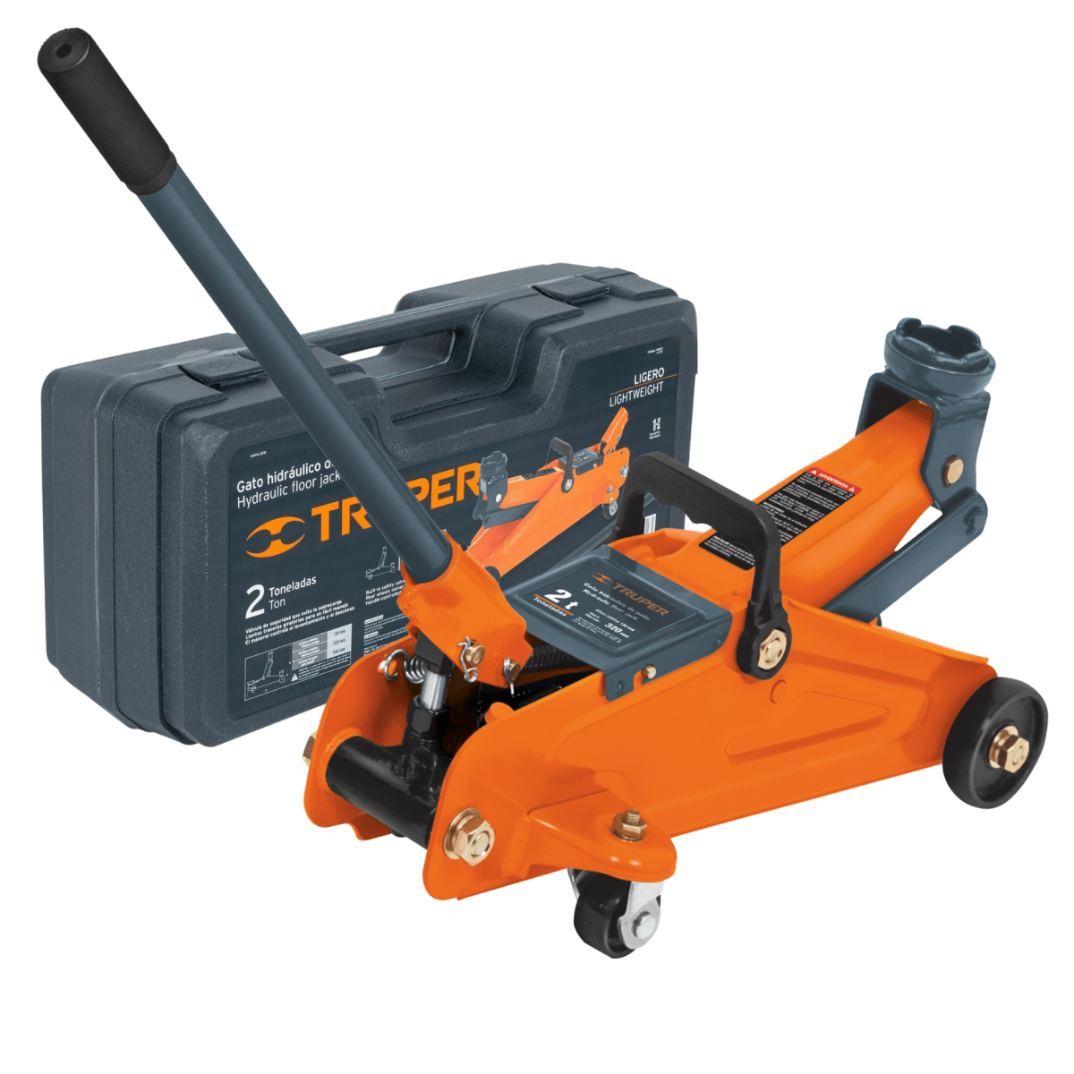 Gata tipo lagarto caimán 2 toneladas con maletín Truper1